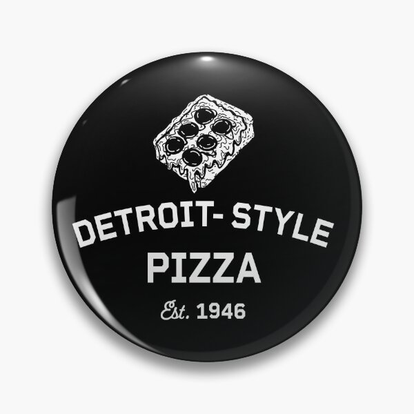 Item preview, Detroit-Style Pizza Est. 1946 White typography text design with corner slice pepperoni designed and sold by Jdawnink.