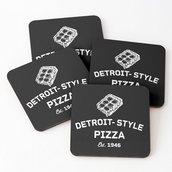 Item preview, Detroit-Style Pizza Est. 1946 White typography text design with corner slice pepperoni designed and sold by Jdawnink.