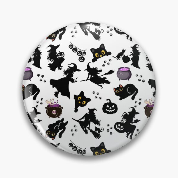 Item preview, Halloween Pattern with Cats, Cauldrons & Jack-o'-Lanterns designed and sold by Onepawinthesand.