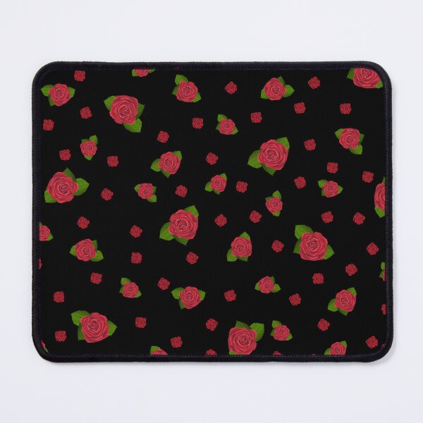 Item preview, Hand-Painted Pattern of Charming Red Roses on black background. designed and sold by ArchersBoutique.