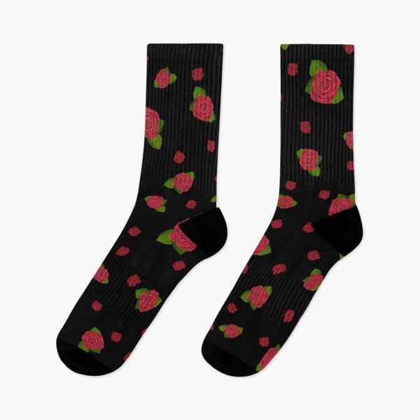 Item preview, Hand-Painted Pattern of Charming Red Roses on black background. designed and sold by ArchersBoutique.