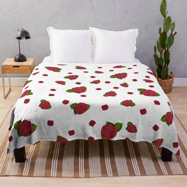 Item preview, Hand-Painted Pattern of Charming Red Roses on white background. designed and sold by ArchersBoutique.