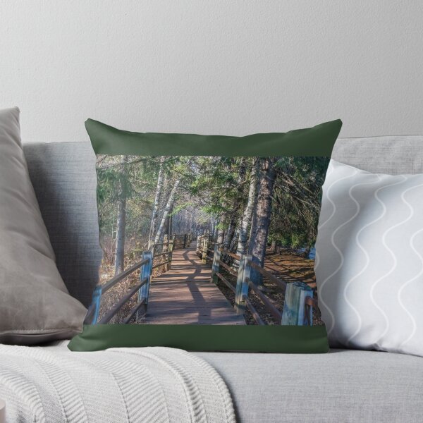 Item preview, Beautiful Shadowed Boardwalk Path lined with Evergreen Trees along the Gooseberry River designed and sold by LINDA MCKUSICK.
