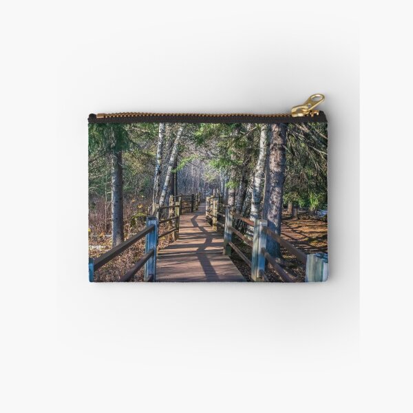 Item preview, Beautiful Shadowed Boardwalk Path lined with Evergreen Trees along the Gooseberry River designed and sold by LINDA MCKUSICK.