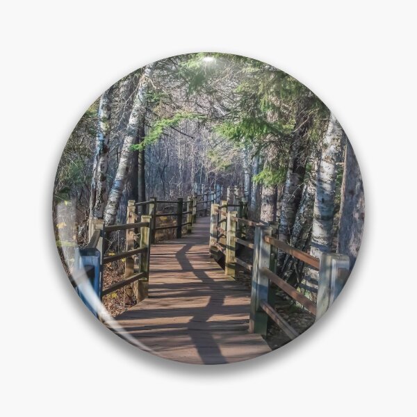 Item preview, Beautiful Shadowed Boardwalk Path lined with Evergreen Trees along the Gooseberry River designed and sold by LINDA MCKUSICK.