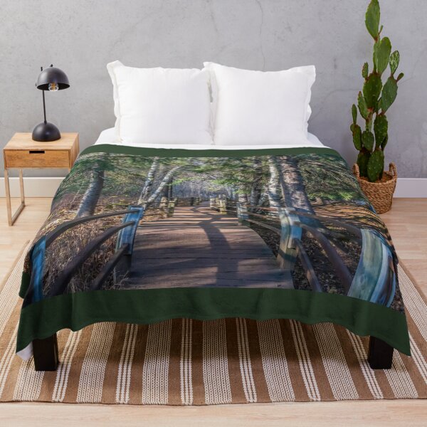 Item preview, Beautiful Shadowed Boardwalk Path lined with Evergreen Trees along the Gooseberry River designed and sold by LINDA MCKUSICK.
