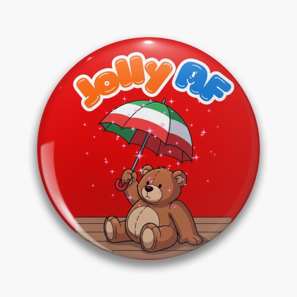Artikelvorschau, Jolly AF – Festlicher Teddy mit Regenschirm | Sarkastischer Weihnachts-Glitzer-Humor entworfen und verkauft von Cree8if.