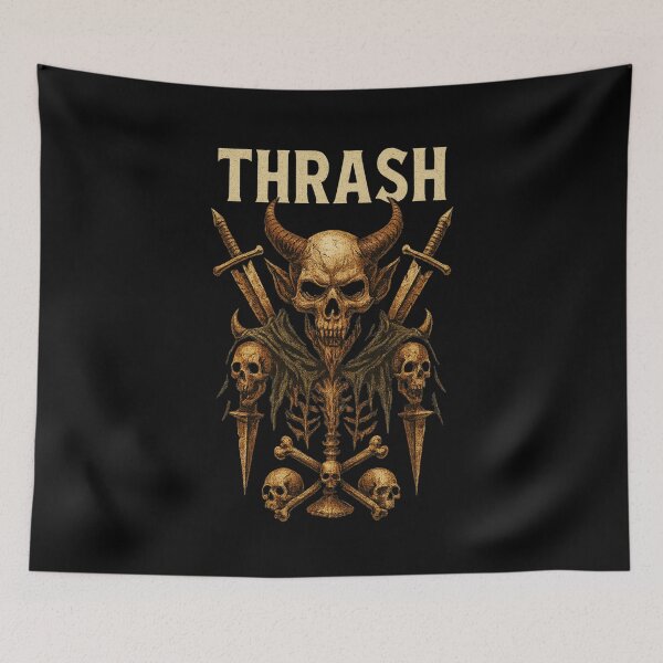Item preview, Thrash Horned Skull Shirt designed and sold by Driftwood77.