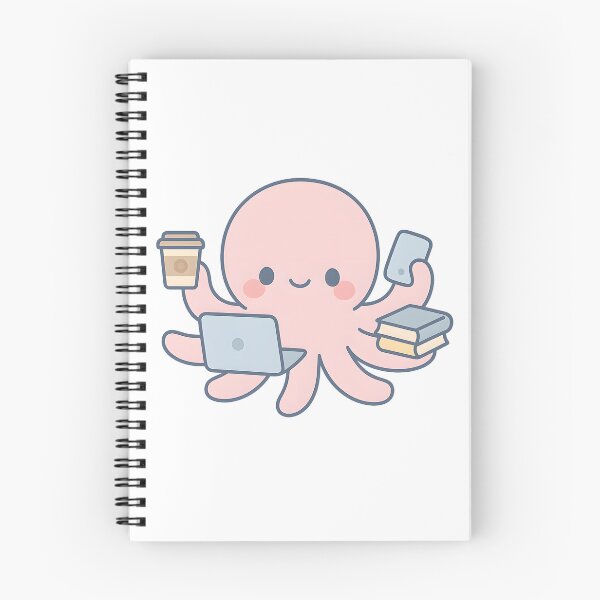 Item preview, Overworked Octopus – Funny Productivity Kawaii Sticker designed and sold by KawaiiOrbit.
