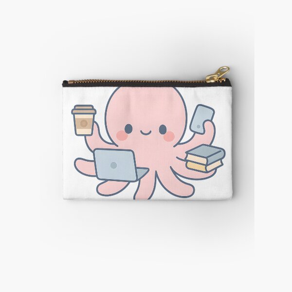 Item preview, Overworked Octopus – Funny Productivity Kawaii Sticker designed and sold by KawaiiOrbit.