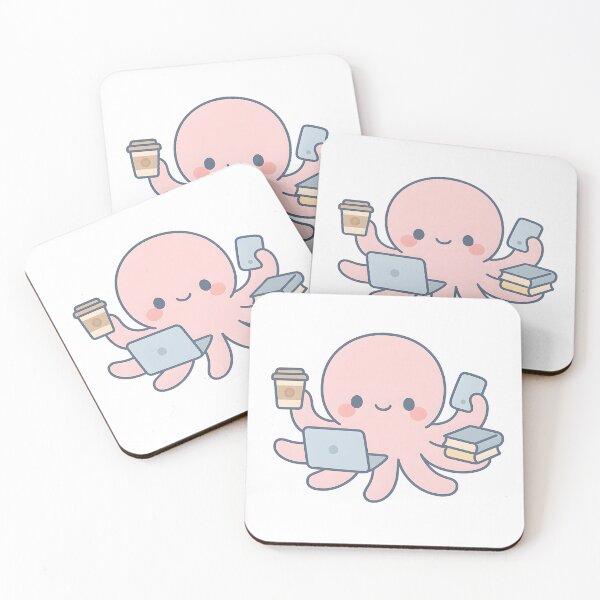 Item preview, Overworked Octopus – Funny Productivity Kawaii Sticker designed and sold by KawaiiOrbit.
