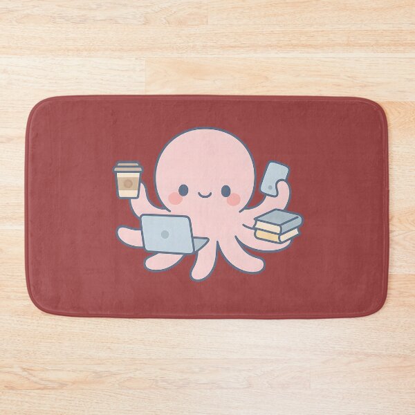 Item preview, Overworked Octopus – Funny Productivity Kawaii Sticker designed and sold by KawaiiOrbit.