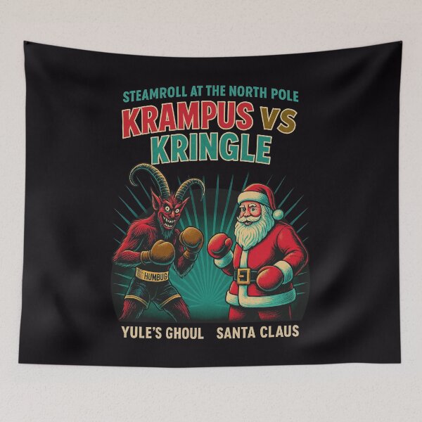 Item preview, Krampus vs Kringle Retro Boxing Poster – Yule’s Ghoul vs Santa Vintage Christmas Fight designed and sold by Victor Shadehorn.