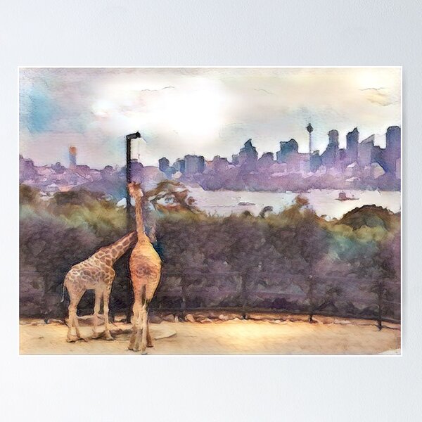 Item preview, Giraffes in Sydney Skyline designed and sold by ArtsyEyes.