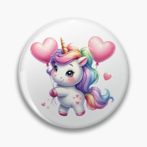 Item preview, Adorable unicorn with two heart-shaped balloons designed and sold by JonysCreativeDesigns.