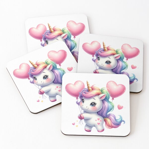Item preview, Adorable unicorn with two heart-shaped balloons designed and sold by JonysCreativeDesigns.