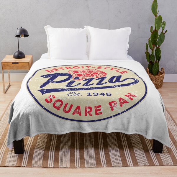 Item preview, Detroit-Style Pizza Est.1946 Square Pan Sports logo style with square pizza slice very distressed designed and sold by Jdawnink.