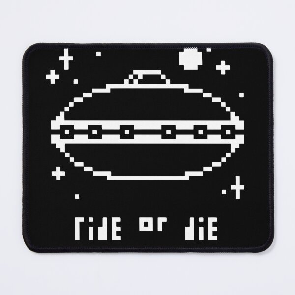 Item preview, Ride or Die UFO Saucer Original Pixel Art Alien Retro Design for Dark Background designed and sold by GiniasAlways.