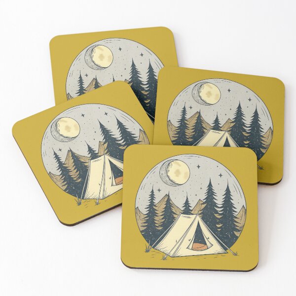 Item preview, Moonlit Camping Night – Vintage Tent and Forest Outdoor Nature Design designed and sold by NoctaHike.