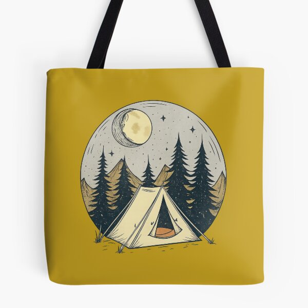 Item preview, Moonlit Camping Night – Vintage Tent and Forest Outdoor Nature Design designed and sold by NoctaHike.