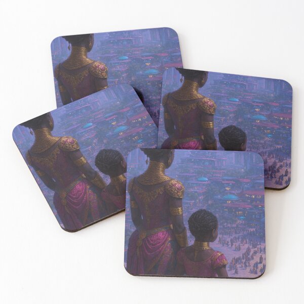 Item preview, Afrofurtism image of a queen mother and her daughter designed and sold by RoseShop2093.