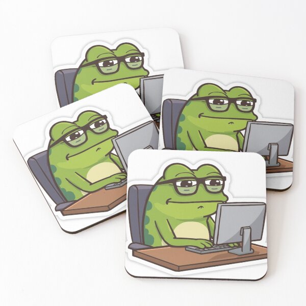 Item preview, Cute Studious Frog at the Computer designed and sold by Chill Doodles.
