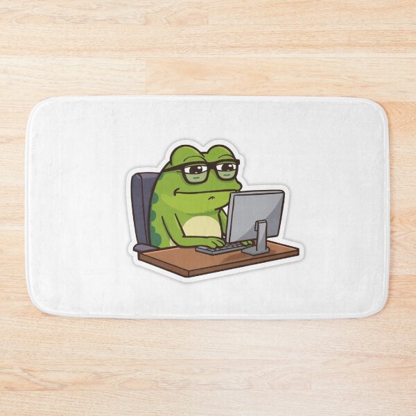 Item preview, Cute Studious Frog at the Computer designed and sold by Chill Doodles.