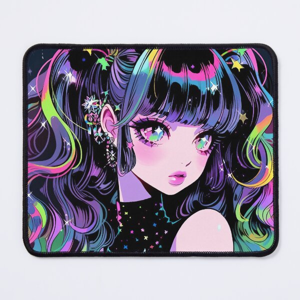 Item preview, Neon Rainbow Starry Anime Girl designed and sold by bubblegoth.