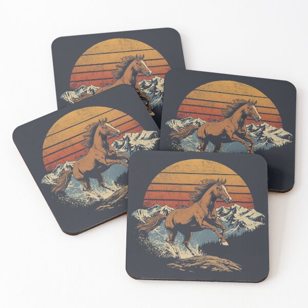 Item preview, Retro Mustang Horse Running in Mountains – Vintage Wild West Style designed and sold by Art-Design-EM.