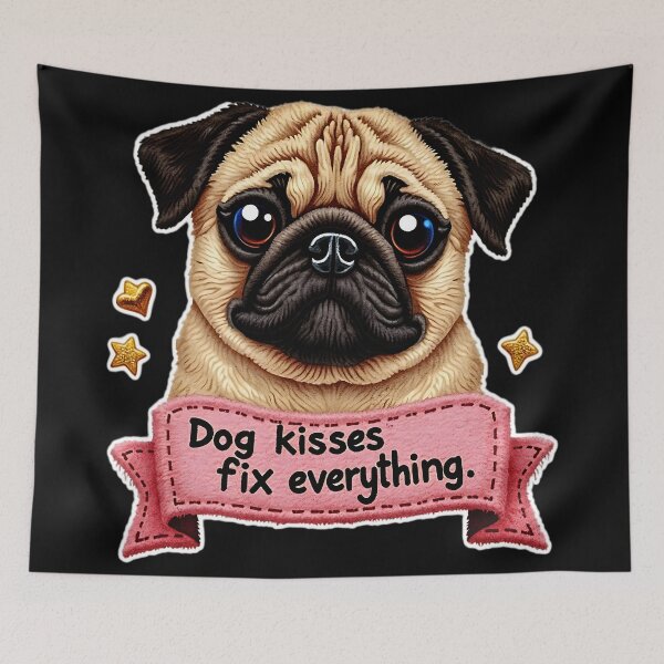 Item preview, Dog Kisses Fix Everything Pug Design designed and sold by ArtDesignTp.