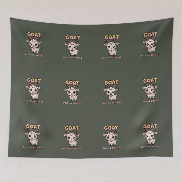 Item preview, "Small Cute Zodiac Goat – Calm and Creative | Positive Vibes" designed and sold by HolisticFurArt.