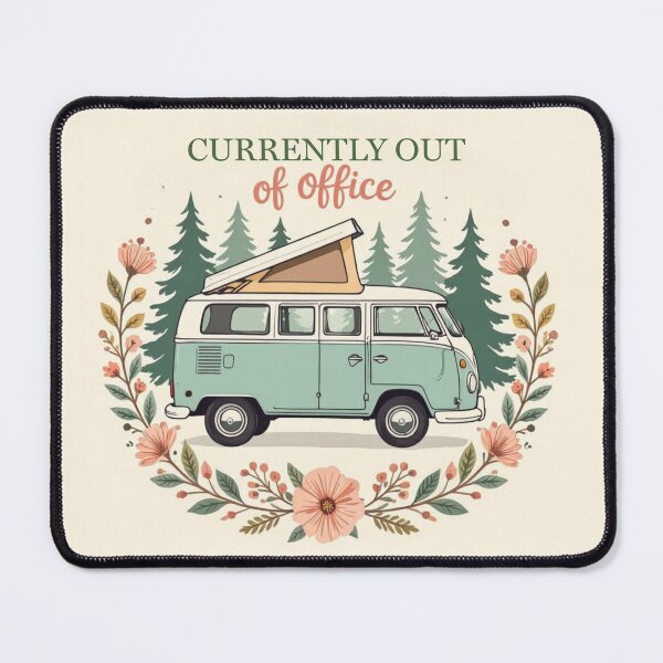 Item preview, Currently Out of Office – Vintage Camper Van & Nature Escape Design designed and sold by The Digital Compass.