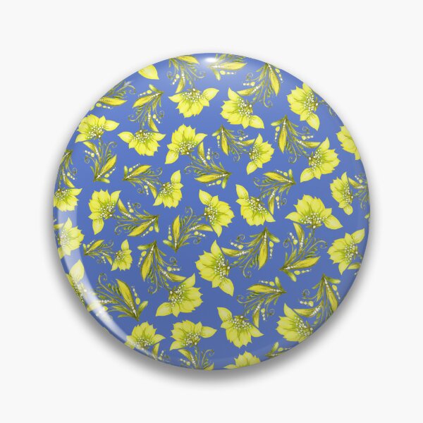Item preview, Yellows floral pattern on a blue background, Ukrainian pattern, Petrykivka style, author's drawing designed and sold by Sunflower-7.