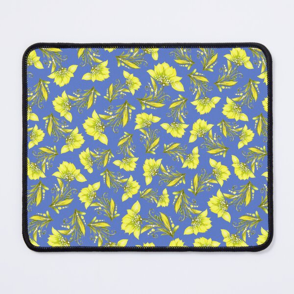 Item preview, Yellows floral pattern on a blue background, Ukrainian pattern, Petrykivka style, author's drawing designed and sold by Sunflower-7.