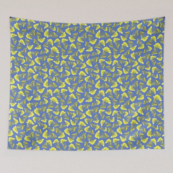 Item preview, Yellows floral pattern on a blue background, Ukrainian pattern, Petrykivka style, author's drawing designed and sold by Sunflower-7.