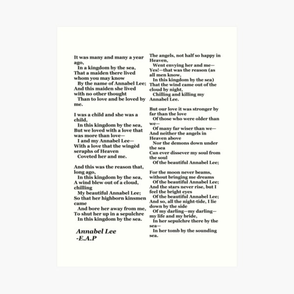 Annabel Lee- Edgar Allan Poe Art Print