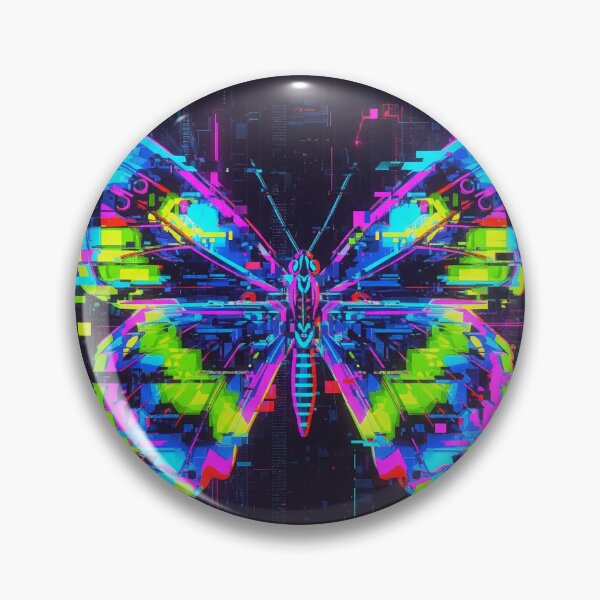 Artikelvorschau, Glitch Neon Schmetterling Cyberpunk Kunst entworfen und verkauft von Pitujuck Kachanond.