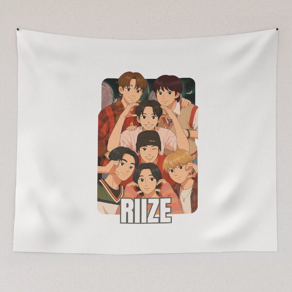 Aperçu de l'œuvre Collage d'illustrations de noms de dessins animés de RIIZE, groupe K-pop créée et vendue par AJUNICE STUDIO.
