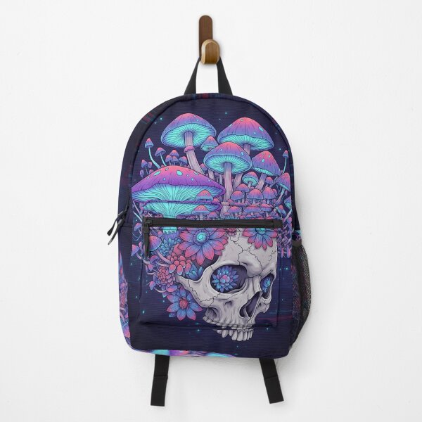 Item preview, Neon Botanical Skull | Psychedelic Floral Skull designed and sold by PixelCraftDSG.