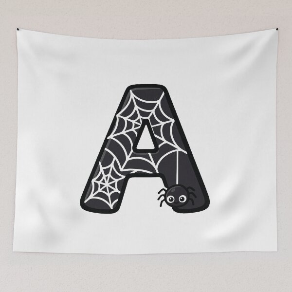 Item preview, Halloween Letter A – Black Spider Web Kawaii Cartoon designed and sold by PrintCreations9.