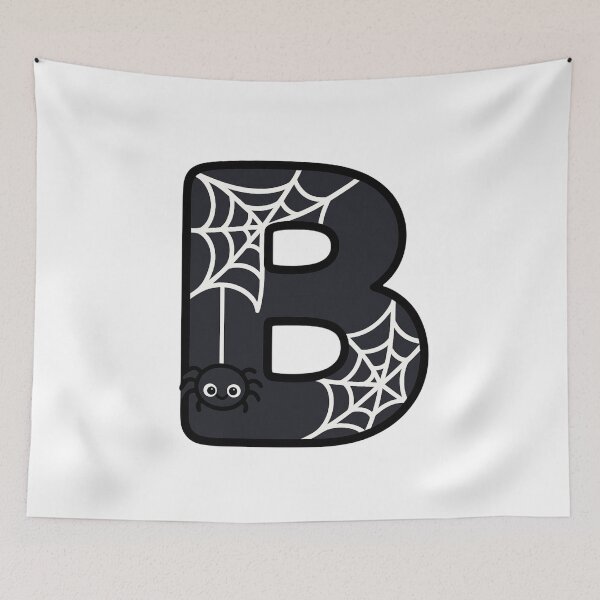Item preview, Halloween Letter B – Black Spider Web Kawaii Cartoon designed and sold by PrintCreations9.