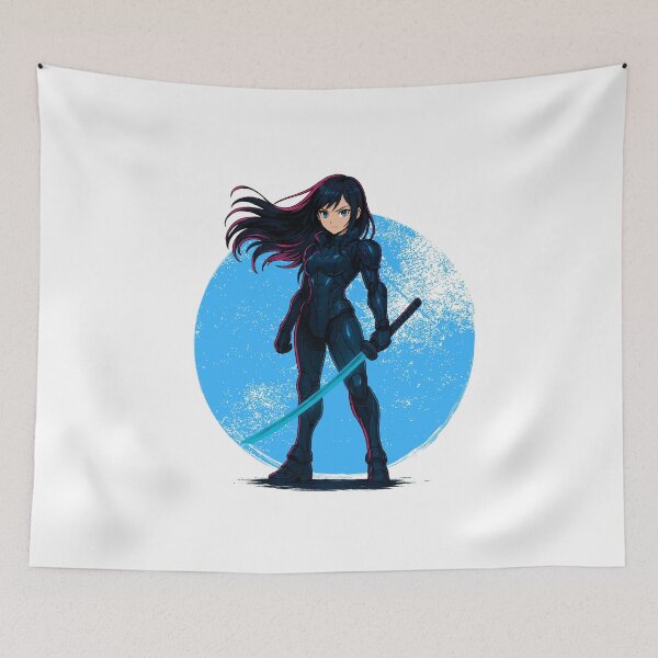 Item preview, Cyber Samurai Girl – Neon Warrior Anime Design designed and sold by lamiarte.
