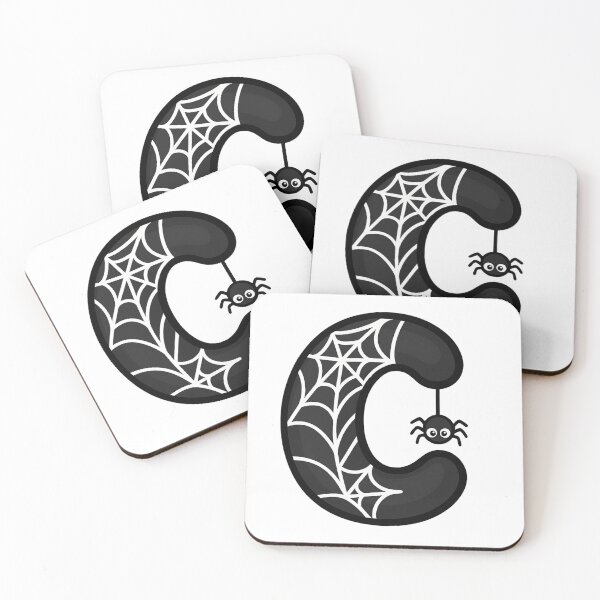 Item preview, Halloween Letter C – Black Spider Web Kawaii Cartoon designed and sold by PrintCreations9.