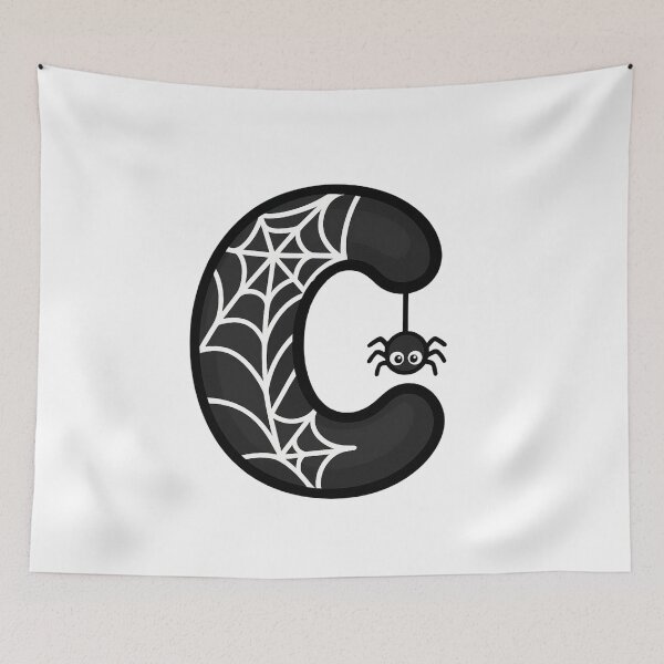 Item preview, Halloween Letter C – Black Spider Web Kawaii Cartoon designed and sold by PrintCreations9.