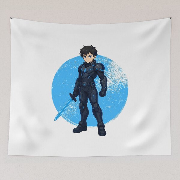 Item preview, Cyber Samurai boy– Neon Warrior Anime Design designed and sold by lamiarte.