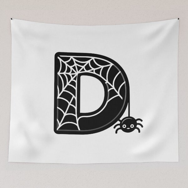 Item preview, Halloween Letter D – Black Spider Web Kawaii Cartoon designed and sold by PrintCreations9.