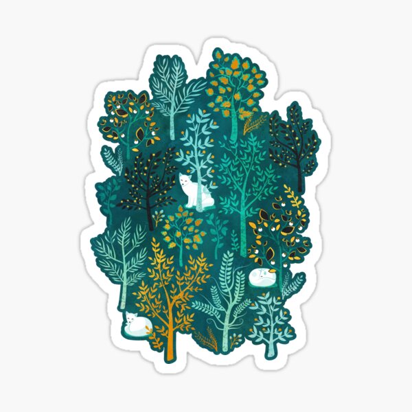 Item preview, White fox resting on an emerald green forest designed and sold by SelmaCardoso.
