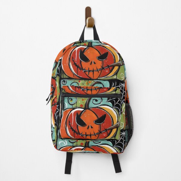 Item preview, Mischievous Pumpkin with Cigar Surrounded by Abstract Swirls and Halloween Spiderwebs designed and sold by OlfactoART Studio.