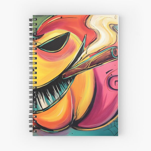 Item preview, Enjoy Halloween Fun with a Smiling Pumpkin Puffing a Cigar Amid Whimsical Spirals designed and sold by OlfactoART Studio.