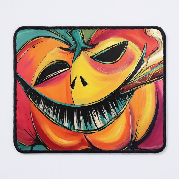 Item preview, Enjoy Halloween Fun with a Smiling Pumpkin Puffing a Cigar Amid Whimsical Spirals designed and sold by OlfactoART Studio.